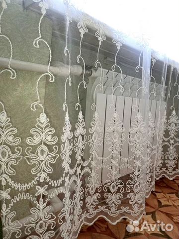 Тюль сетка белая 300 х 270см готовая с Вензелями