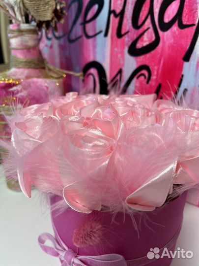 Букет роз из атласных лент