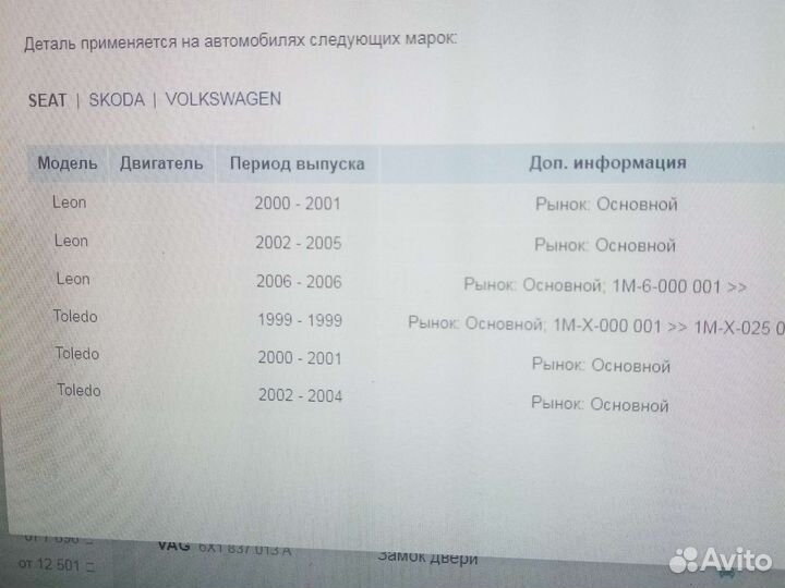 Замок передней левой двери volkswagen sharan