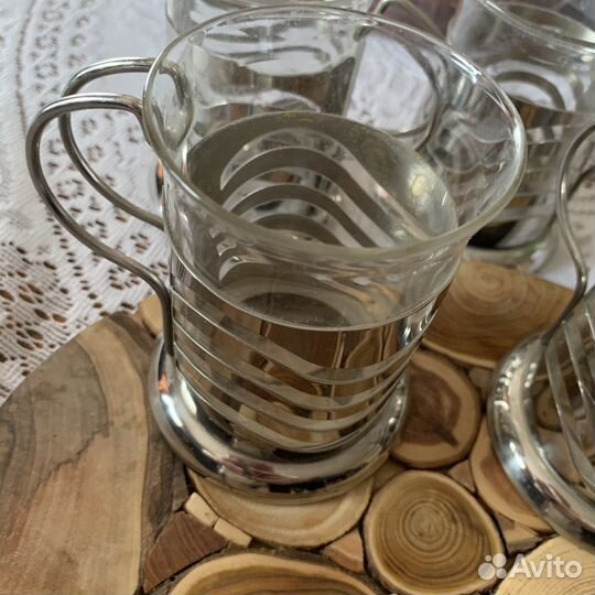 Набор стакан в подстаканнике 4 шт