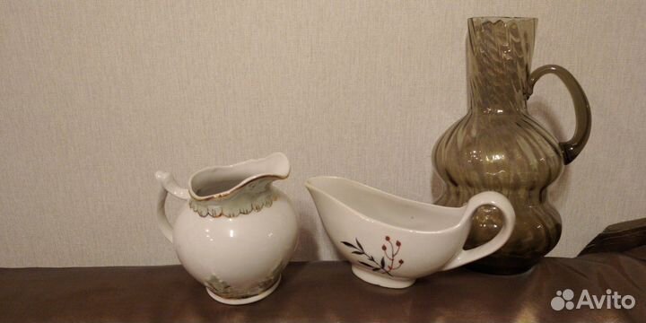 Посуда чайники Молочники Стекло Соусник Винтаж