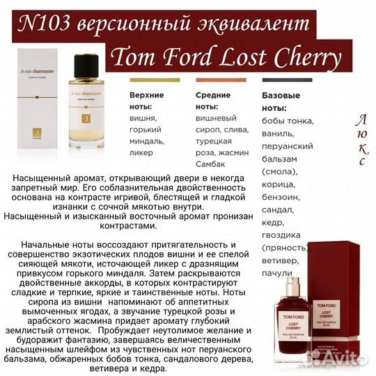 Духи. Версионный эквивалент Tom Ford, Lost Cherry