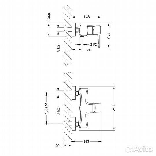Смеситель для душа Lemark lm0503c Хром