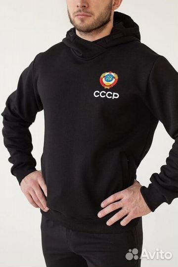 Мужская утеплённая толстовка с символикой СССР в ч