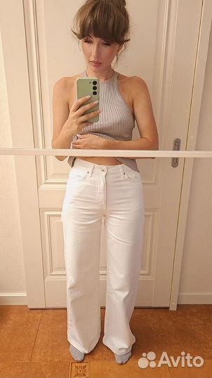 Джинсы zara 34 прямые палаццо