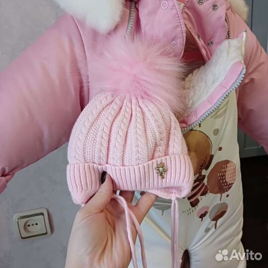 Зимний комбинезон 62-74,шапка и пинетки