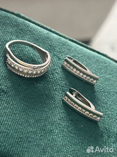 Сережки серебро, кольцо серебро