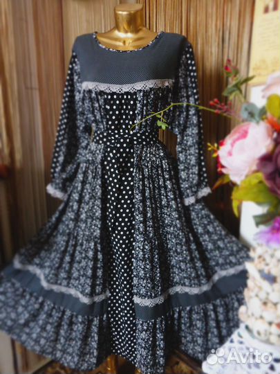 Платье ярусное длинное