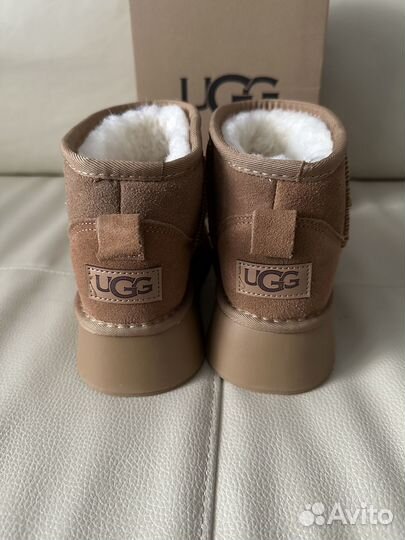 Женские угги с теплым мехом коричневые