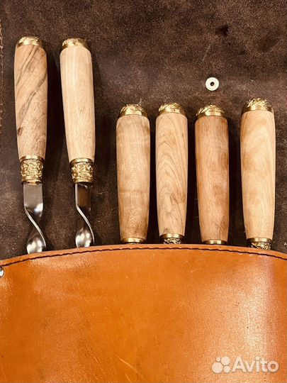 Подарочный набор шампуров кожа