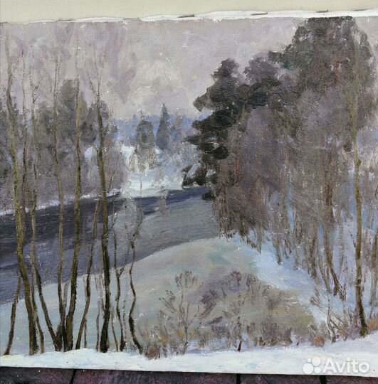 Картина В конце зимы. Карасёв Е.Ф. 1990 год. Холст