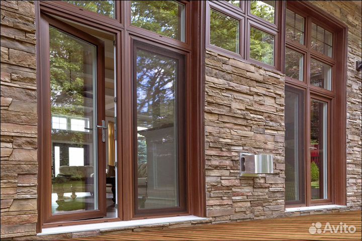 Окна под дерево с подоконником