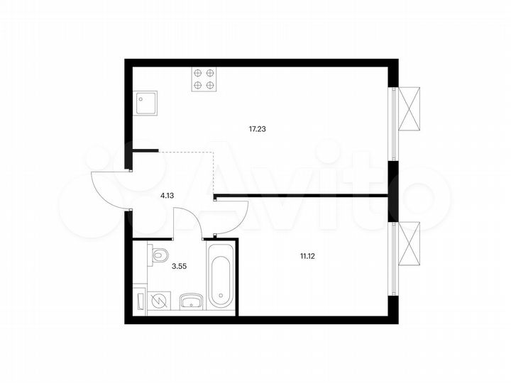 1-к. квартира, 36 м², 9/17 эт.