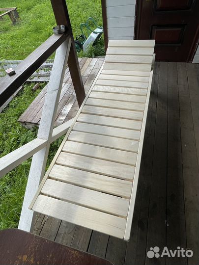 Шезлонг лежак деревянный из осины для отдыха