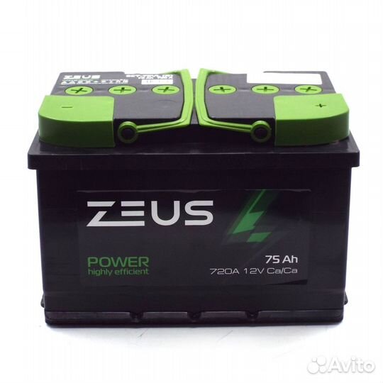 Аккумулятор автомобильный zeus power 75 Ач о.п