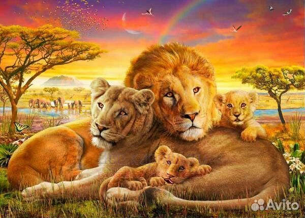 Картина по номерам 40x50 Крепкая львиная семья