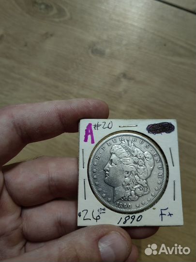 Монета 1 доллар 1890 серебро