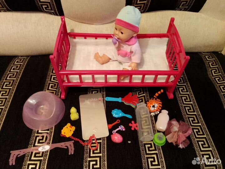 Пупс с аксессуарами+ кроватка