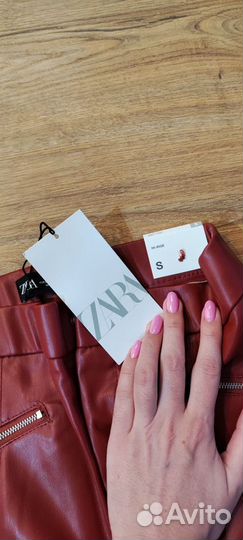 Кожаные леггинсы zara (Зара)