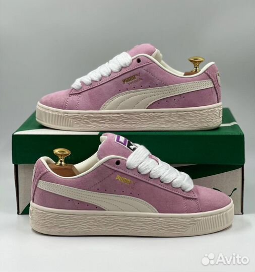 Кроссовки женские дутые розовые Puma Suede XL