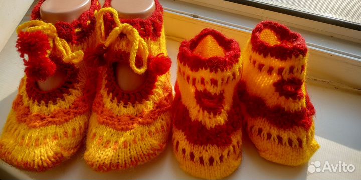 Вязаные следки-тапочки взрослыедетскиеручнаяработа