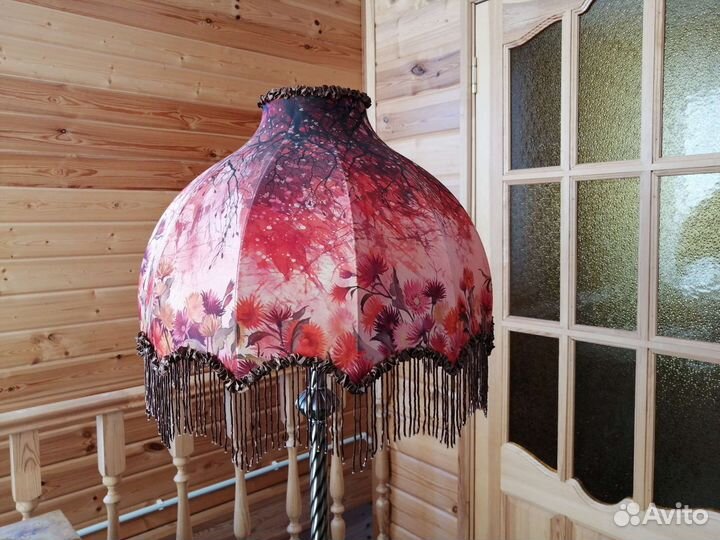 Торшер напольный ручной работы, роспись по шелку