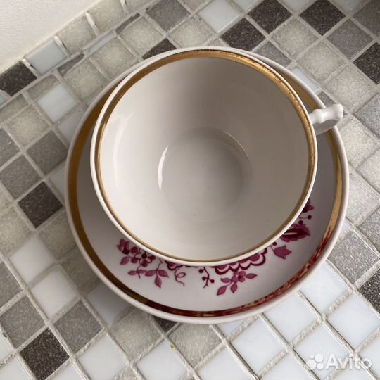 Чайная пара Дулево Розовый цветок