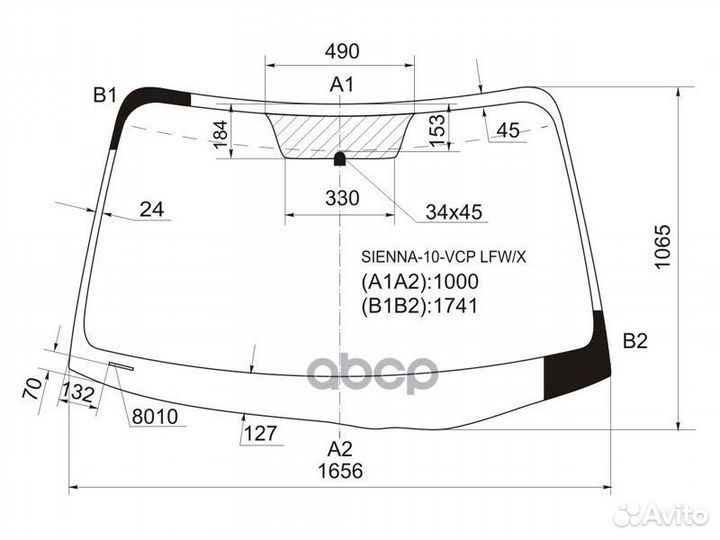 Стекло лобовое Toyota Sienna 10-20 sienna-10-VCP