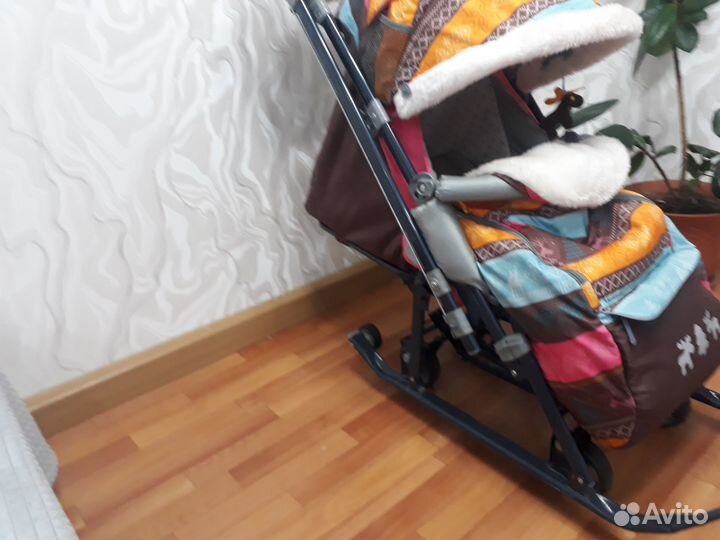 Детские санки коляска с колесами