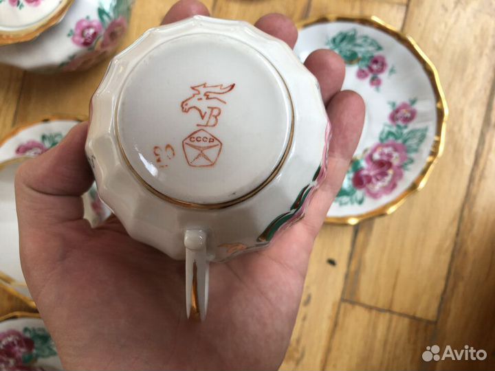 Бронь/ сервиз СССР редкий с позолотой на 5 персон