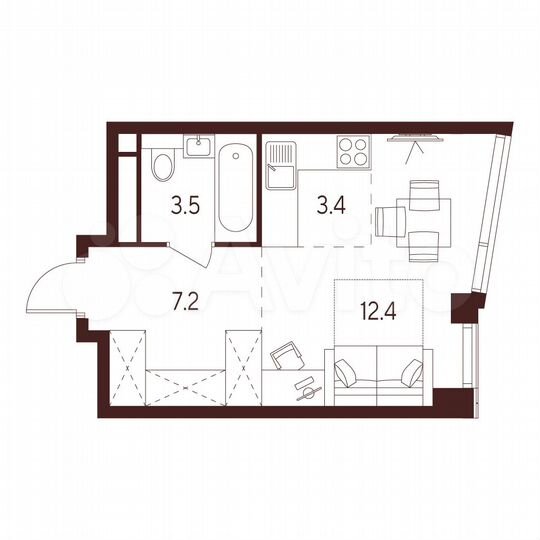 Квартира-студия, 26,5 м², 9/23 эт.