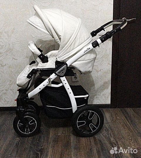 Коляска 2в1 Stella Кожа Белая