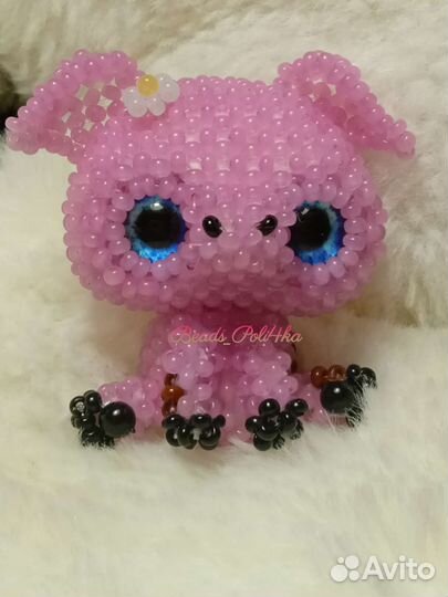 Амигуруми из бисера свинка