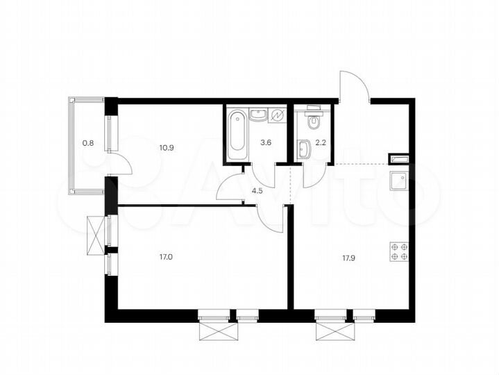 2-к. квартира, 57 м², 23/24 эт.