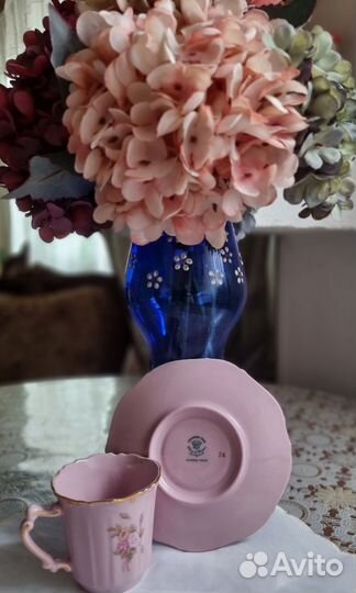 Чайная пара розовый фарфор