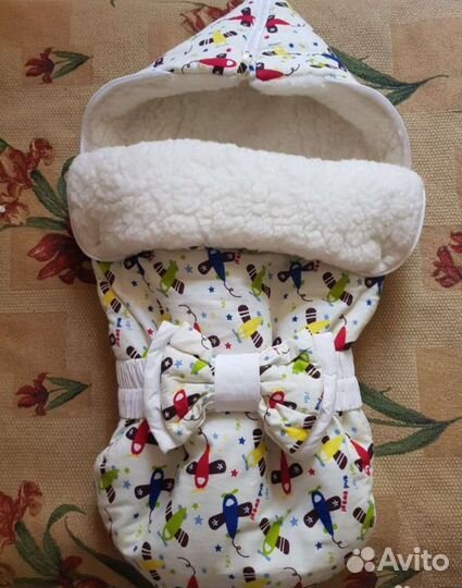 Конверт тёплый на овчине на выписку для коляски