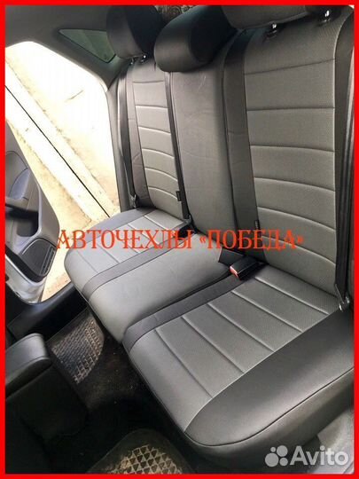 Чехлы Volkswagen Polo 1 из экокожи чёрно-серые