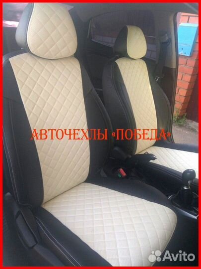 Чехлы Hyundai Solaris 1 Sd из экокожи чёрно-белые