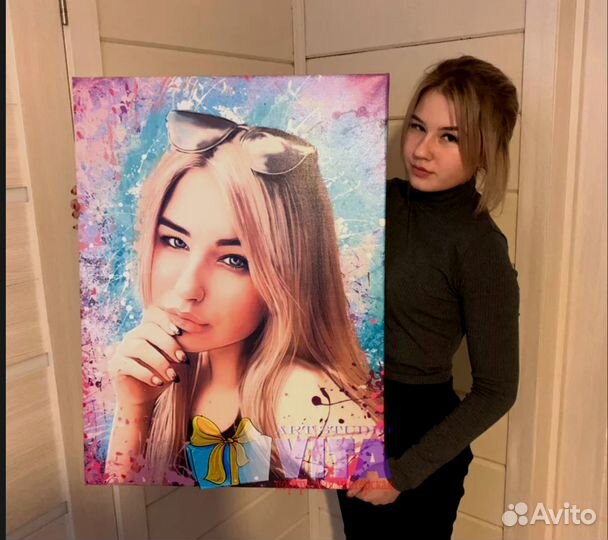 Романтический подарок портрет на холсте