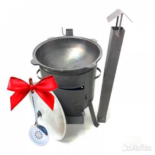 Комплект казан 8 л печь с трубой шумовка половник