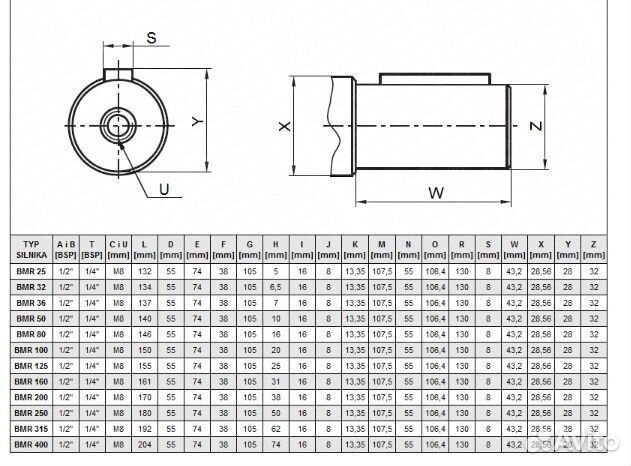Гидромотор BMR с утолщенным валом 32 мм. Поглощени