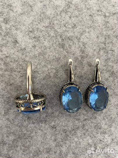 Серьги и кольцо серебро