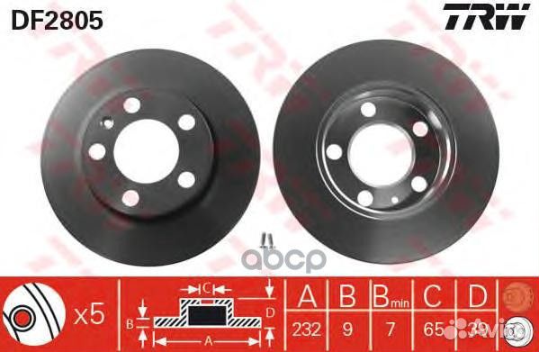 Диск тормозной зад DF2805 TRW