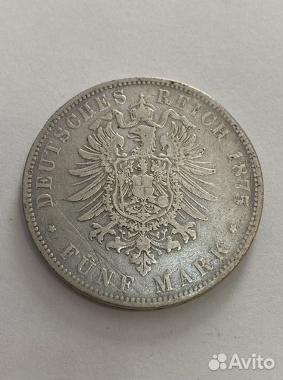 5 Марок J Гамбург 1875