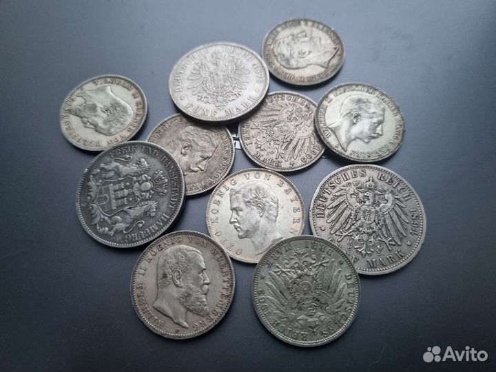 Коллекция серебряных монет Германии 1876-1912гг