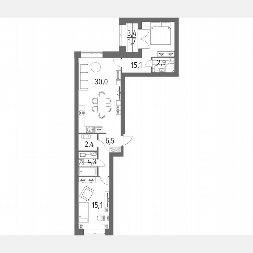 2-к. квартира, 78 м², 2/13 эт.