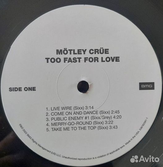 Виниловая пластинка Motley Crue - Too Fast For Lov