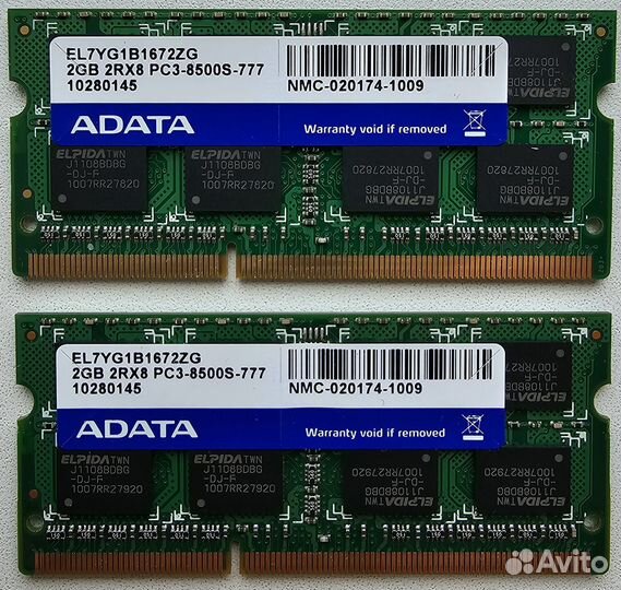 SO-dimm Adata DDR3 2GB 2RX8 PC3-8500S-777