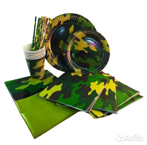 Посуда Камуфляж, Военная, Милитари, на праздник