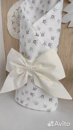 Бант на выписку на резинке цвет молочный